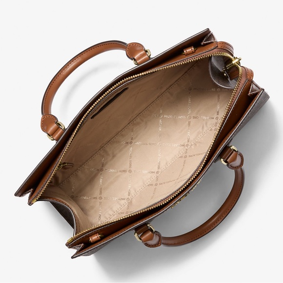 Michael Kors Sheila Medium Signature Logo and Metallic Satchel Crossbody CZ NWT - Picture 3 of 16